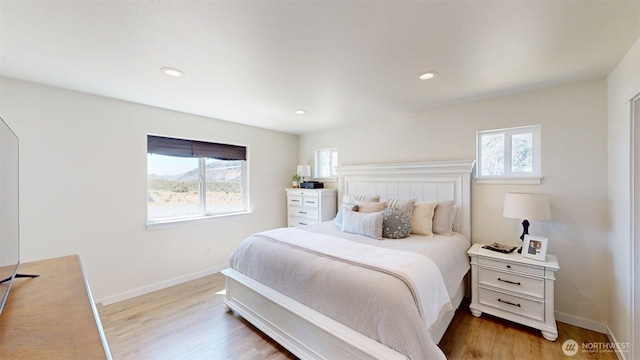 212 Hubbard Rd, Riverside, WA 98849 - bedroom with light wood-style flooring, baseboards, and recessed lighting