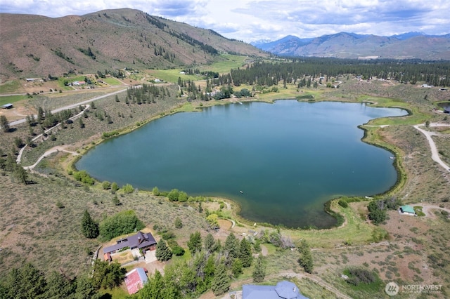 132 Twin Lakes Rd, Winthrop, WA 98862 - aerial view of property and surrounding area featuring a water and mountain view
