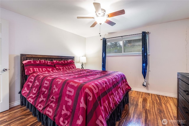 15819 42nd Ave S, Tukwila, WA 98188 - bedroom with wood finished floors, baseboards, and a ceiling fan