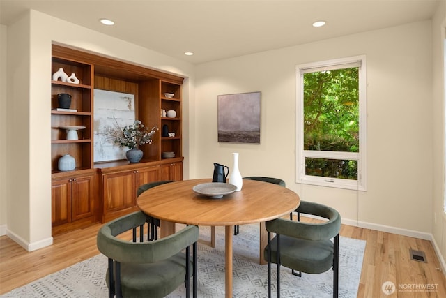 6201 101st Ct NE, Kirkland, WA 98033 - dining space with light wood-style floors, baseboards, and recessed lighting