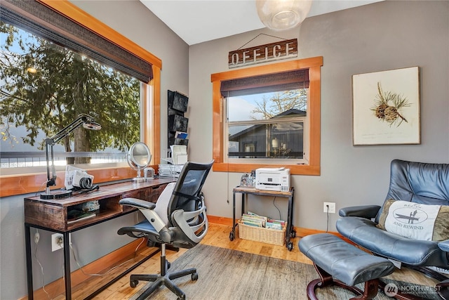 76 Thompson Point Rd, Port Angeles, WA 98363 - office space featuring plenty of natural light, wood finished floors, and baseboards
