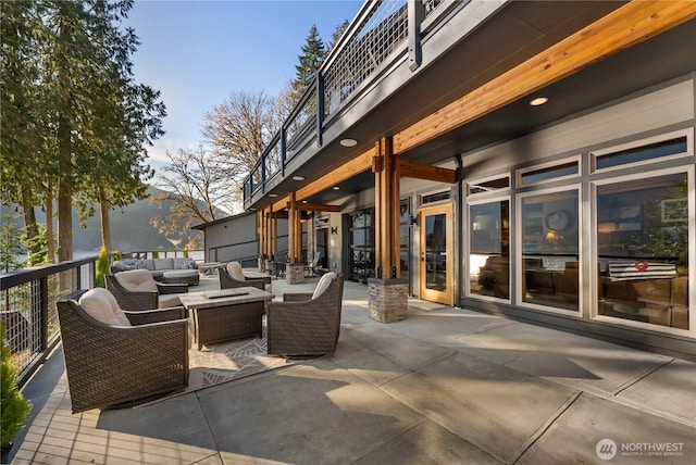 76 Thompson Point Rd, Port Angeles, WA 98363 - view of patio / terrace with outdoor lounge area and a balcony