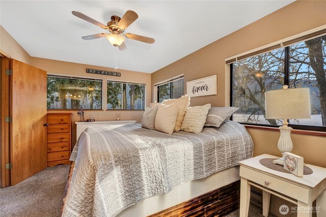76 Thompson Point Rd, Port Angeles, WA 98363 - bedroom featuring carpet and ceiling fan