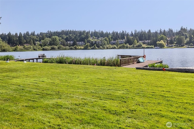 23619 74th Ave W, Edmonds, WA 98026 - view of green lawn featuring a dock and a water view