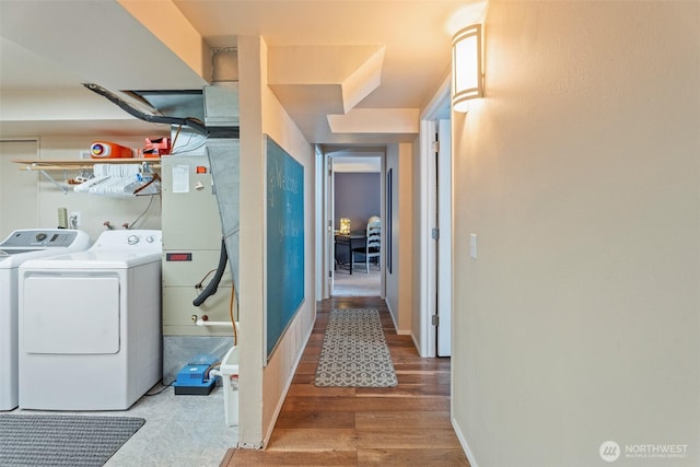 1598 Tedford St SE, East Wenatchee, WA 98802 - laundry room with separate washer and dryer and wood finished floors