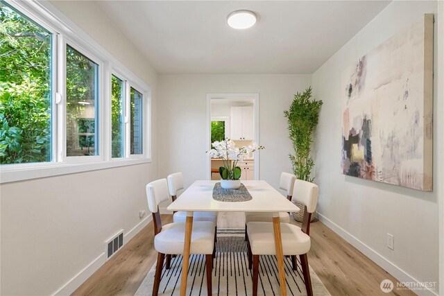 2874 30th Ave W, Seattle, WA 99819 - dining area with light wood-type flooring and baseboards