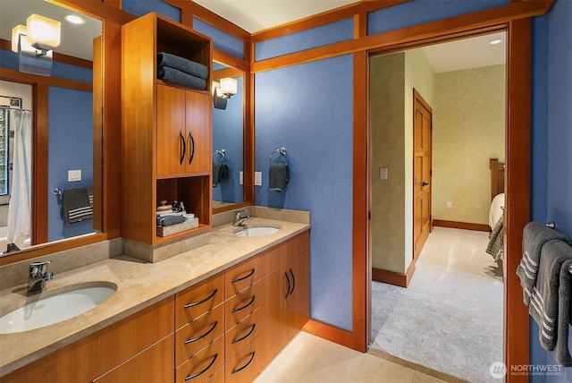 15910 Uplands Way SE, North Bend, WA 98045 - full bath featuring double vanity and baseboards