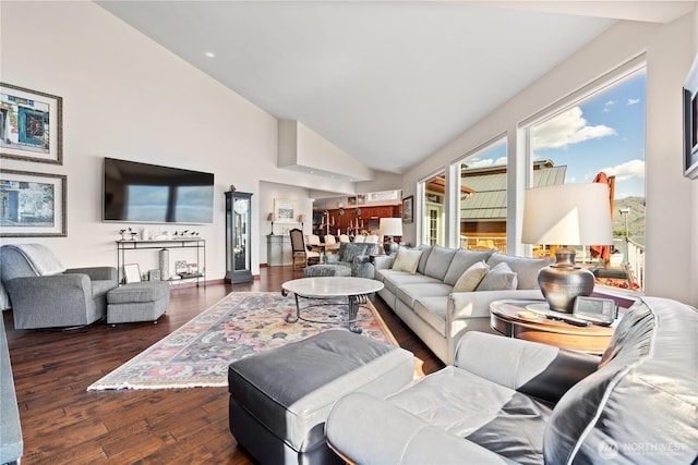 127 Bella Ln, Manson, WA 98831 - living area with wood finished floors and high vaulted ceiling