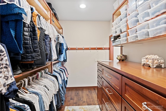 127 Bella Ln, Manson, WA 98831 - walk in closet featuring dark wood-style flooring