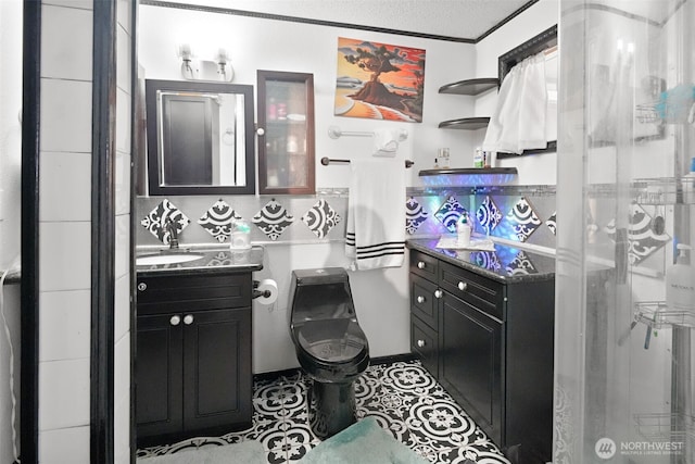 6965E E E, Tacoma, WA 98404 - bathroom with vanity, toilet, and a shower