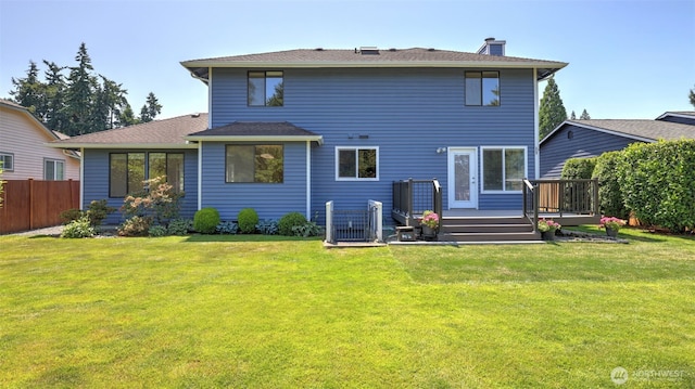 1931 237th St SE, Bothell, WA 98021 - back of property with a chimney and a wooden deck