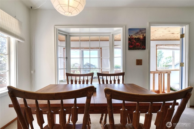 669 Marine Dr, Point Roberts, WA 98281 - carpeted dining space with healthy amount of natural light