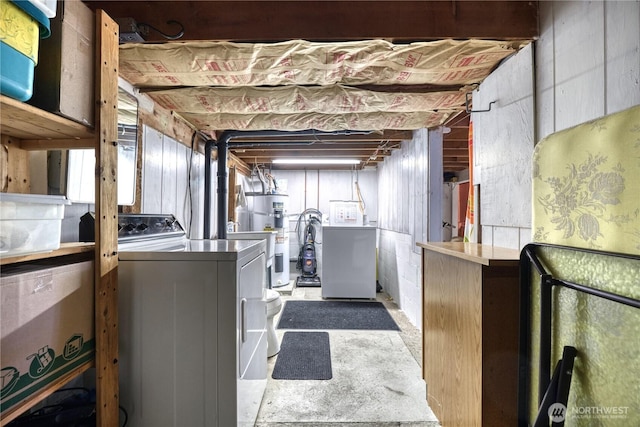 669 Marine Dr, Point Roberts, WA 98281 - unfinished below grade area with water heater and washer and dryer