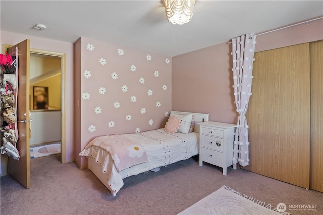 16574 Greenleaf Ave SE, Yelm, WA 98597 - carpeted bedroom with wallpapered walls