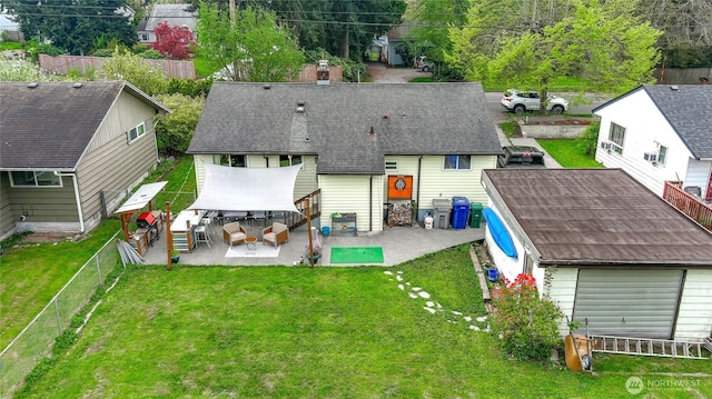 2838 SW 106th St, Seattle, WA 98146 - back of property featuring a patio, a fenced backyard, roof with shingles, and a gazebo