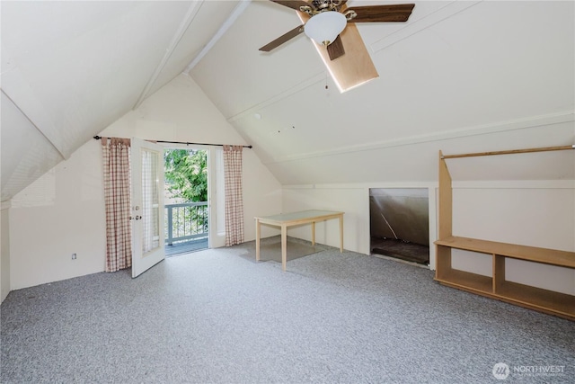 4662 SE Inwood Ln, Port Orchard, WA 98367 - additional living space with a ceiling fan, lofted ceiling, and carpet