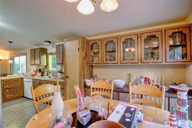 17147 Hope Island Ln, La Conner, WA 98257 - dining space featuring a chandelier