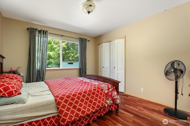 1440 Allyn Ln, Oak Harbor, WA 98277 - bedroom with wood finished floors, a closet, and baseboards