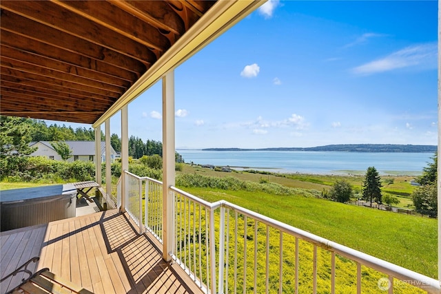 2364 Strawberry Point Rd, Oak Harbor, WA 98277 - wooden deck featuring a water view and a lawn