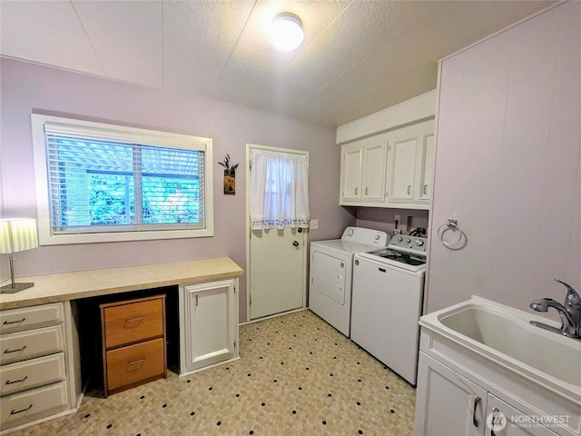201 Union Ave SE Unit 188, Renton, WA 98059 - laundry room with cabinet space, independent washer and dryer, light flooring, and a textured ceiling
