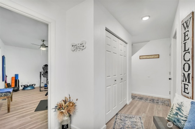 521 E Enchantment Dr, Union, WA 98592 - hall featuring wood finished floors and baseboards