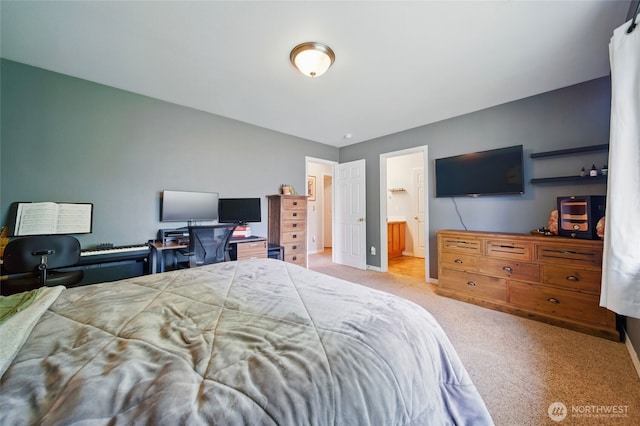 252 NW Ruby Ln, College Place, WA 99324 - bedroom featuring carpet flooring, baseboards, and ensuite bath