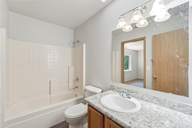 324 E 48th Street Dr, Tacoma, WA 98404 - bathroom featuring vanity, bathtub / shower combination, toilet, and a chandelier