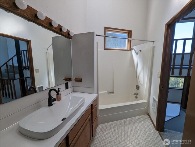24 Nancy Ln, Copalis Beach, WA 98535 - bathroom featuring vanity, shower / bathtub combination, and tile patterned floors