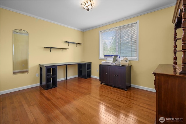 972 Rose Pl, Buckley, WA 98321 - office featuring wood-type flooring, ornamental molding, and baseboards