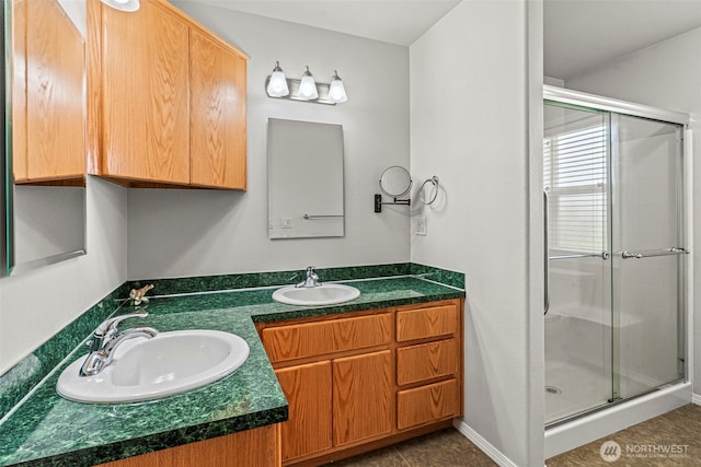 2321 52nd Ave, Longview, WA 98632 - bathroom featuring a stall shower and double vanity