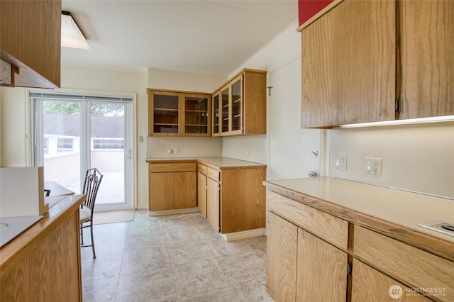 809 N K St, Aberdeen, WA 98520 - kitchen featuring light countertops and glass insert cabinets