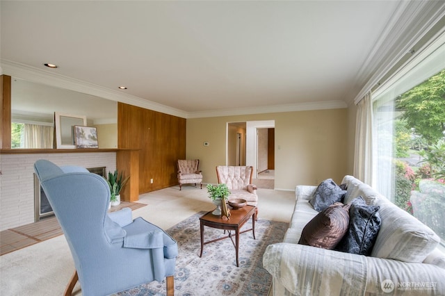 809 N K St, Aberdeen, WA 98520 - living room with plenty of natural light, a fireplace, and ornamental molding