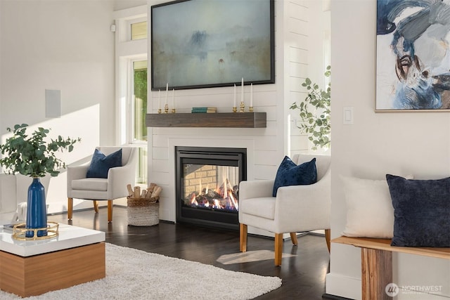6006 SE 30th St, Mercer Island, WA 98040 - living room featuring dark wood-style floors and a multi sided fireplace