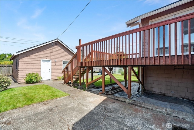504 W 4th St, Aberdeen, WA 98520 - view of patio / terrace featuring stairway and a deck