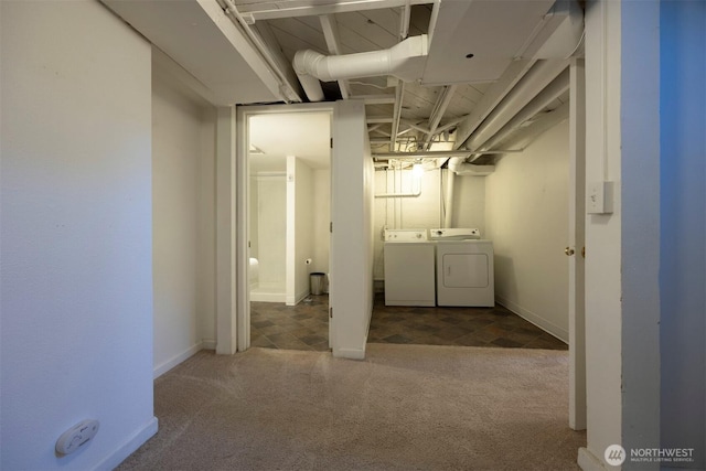 1030 N Clinton St, Walla Walla, WA 99362 - finished below grade area featuring separate washer and dryer, carpet flooring, and baseboards