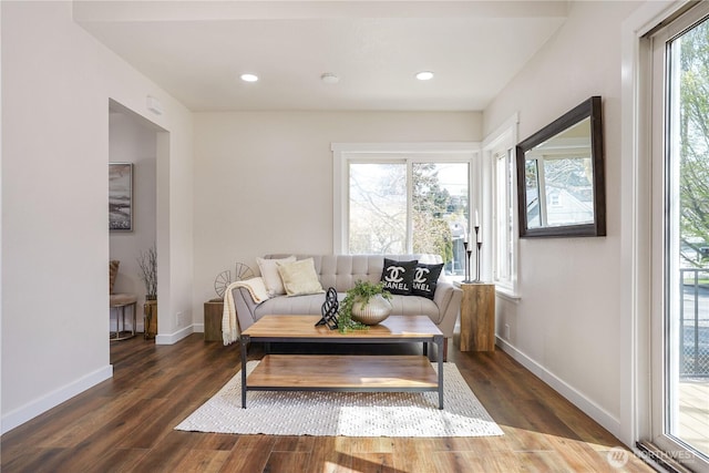 5909 8th Ave NW, Seattle, WA 98107 - sitting room featuring wood finished floors, baseboards, and recessed lighting