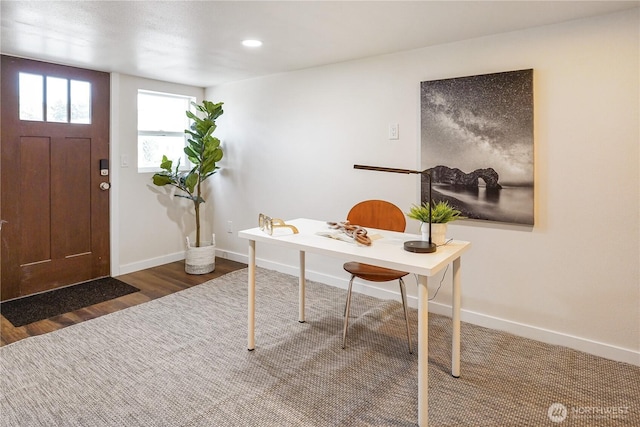 5909 8th Ave NW, Seattle, WA 98107 - office with wood finished floors, baseboards, and recessed lighting