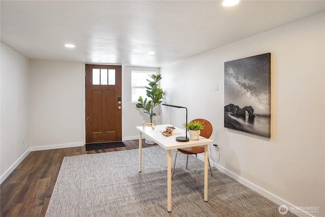 5909 8th Ave NW, Seattle, WA 98107 - entryway featuring dark wood-style floors, baseboards, and recessed lighting