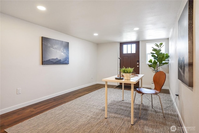 5909 8th Ave NW, Seattle, WA 98107 - office area featuring wood finished floors, baseboards, and recessed lighting