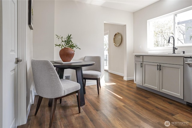 5909 8th Ave NW, Seattle, WA 98107 - dining space with dark wood-type flooring, plenty of natural light, and baseboards