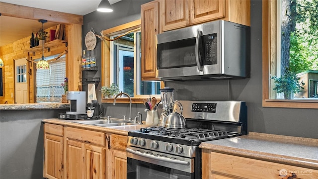 136 Tamarack Ln, Dayton, WA 99328 - kitchen with appliances with stainless steel finishes, a sink, plenty of natural light, and light countertops