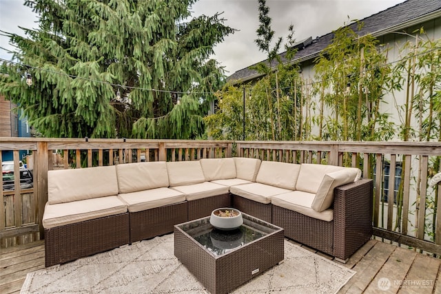 9741 Densmore Ave N, Seattle, WA 98103 - wooden deck with an outdoor living space