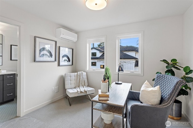 8017 126th Ave NE Unit B, Kirkland, WA 98033 - living area with a wall unit AC, carpet, and baseboards