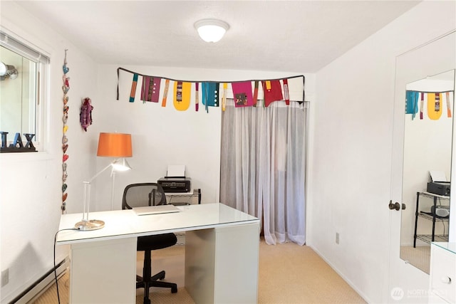 2514 Haines St, Port Townsend, WA 98368 - home office featuring baseboard heating and light colored carpet