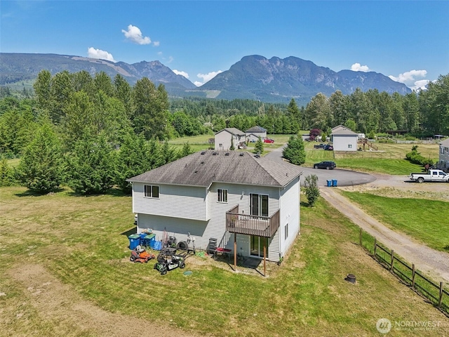 38431 147th St SE, Gold Bar, WA 98251 - aerial view of property and surrounding area featuring mountains and a heavily wooded area
