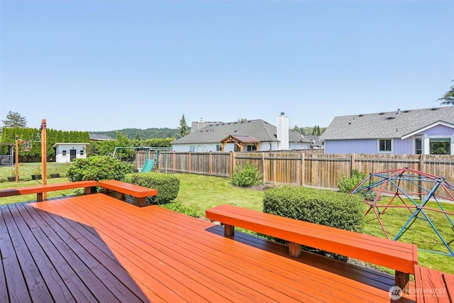 6413 152nd Ave E, Sumner, WA 98390 - wooden terrace featuring a playground