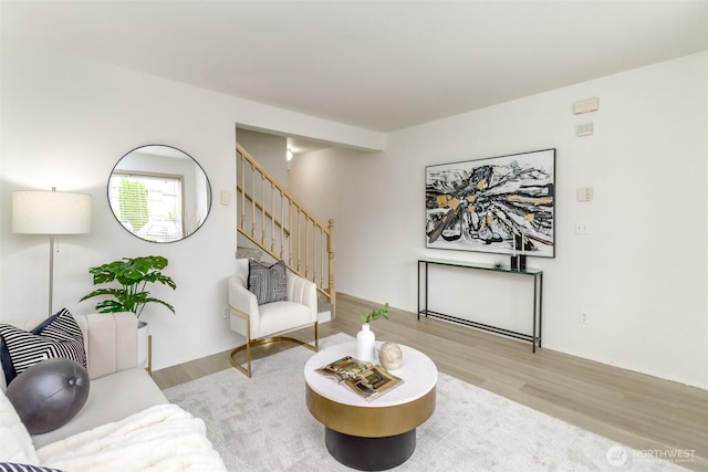 5129 Green Hills Ave NE Unit A, Tacoma, WA 98422 - living area with wood finished floors and stairway
