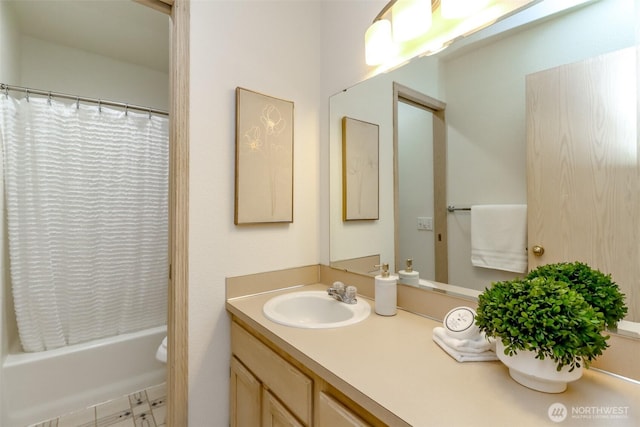5129 Green Hills Ave NE Unit A, Tacoma, WA 98422 - bathroom featuring vanity and shower / bathtub combination with curtain