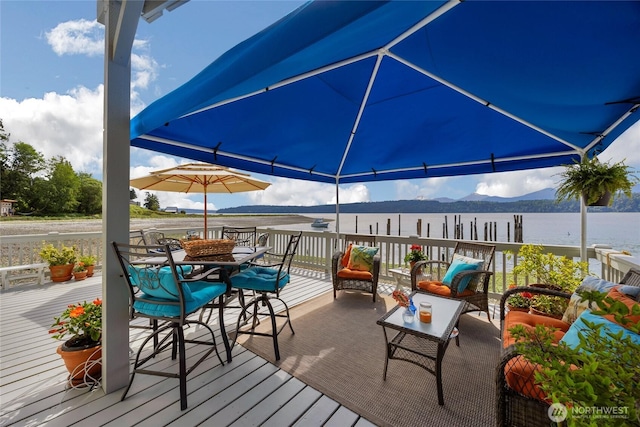 17257 Olympic View Rd NW, Silverdale, WA 98383 - wooden deck with a water view