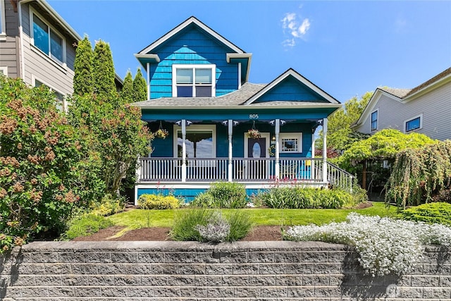 805 11th St, Bellingham, WA 98225 - view of front facade with covered porch and a shingled roof